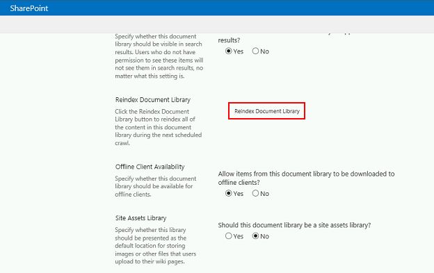 Reindex Document Library